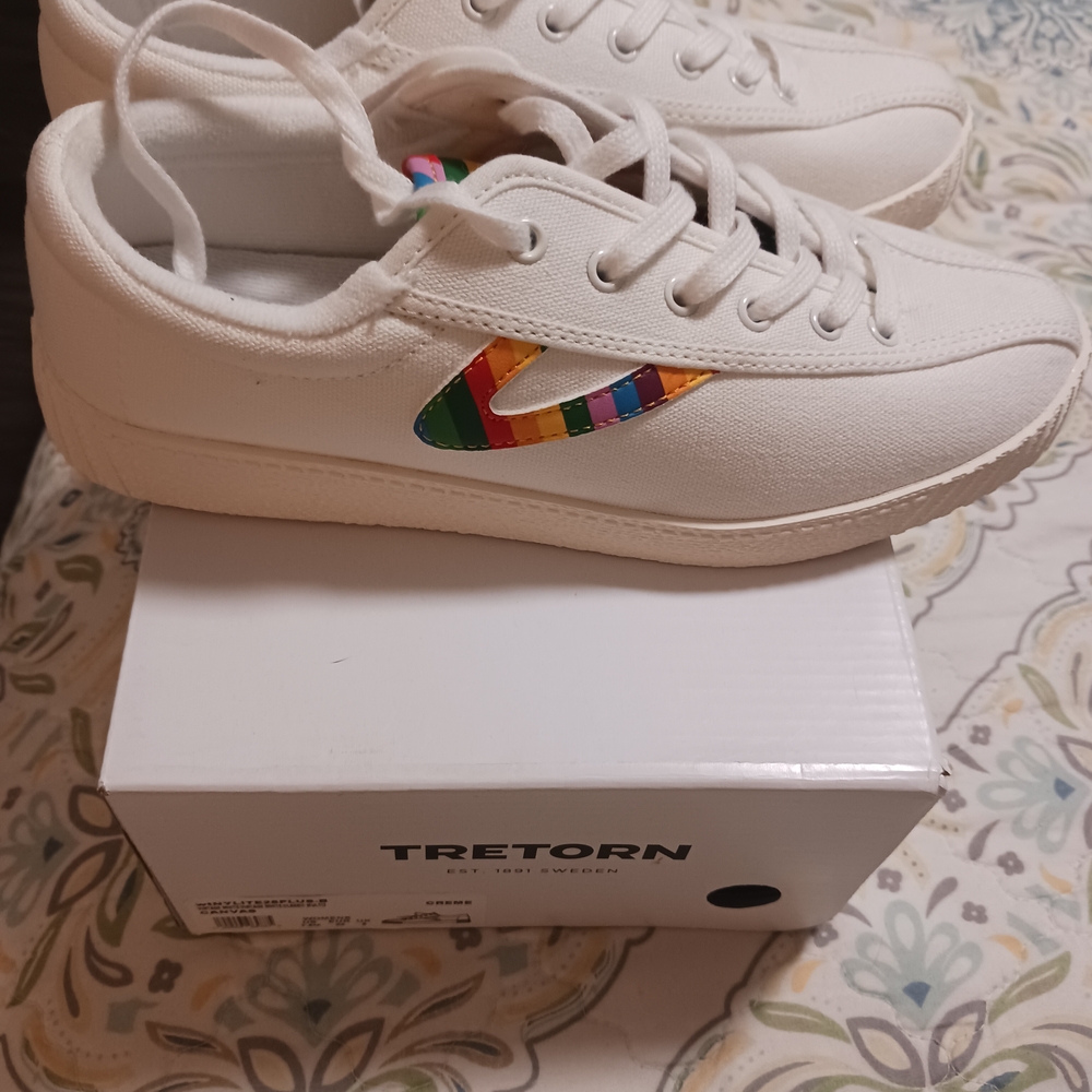 Tretorn White Sneakers with Multicolor Accent